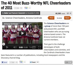 Science Cheerleaders among top 40 most buzz-worthy NFL cheerleaders